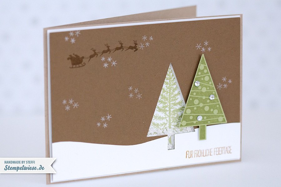 Stampin’ Up! - Weihnachtskarte - Schüttelkarte - Shaker Card - Christbaumfestival - Aus dem Häuschen - Sterne - Glitzer ❤ Stempelwiese