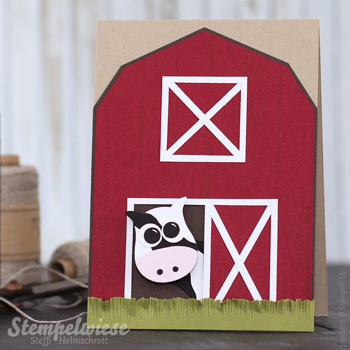 Stampin’ Up! - Global Design Project - Punch Art - Owl Punch - Eulenstanzer - Cow - Kuh - Farm - Barn - Scheune ❤︎ Stempelwiese