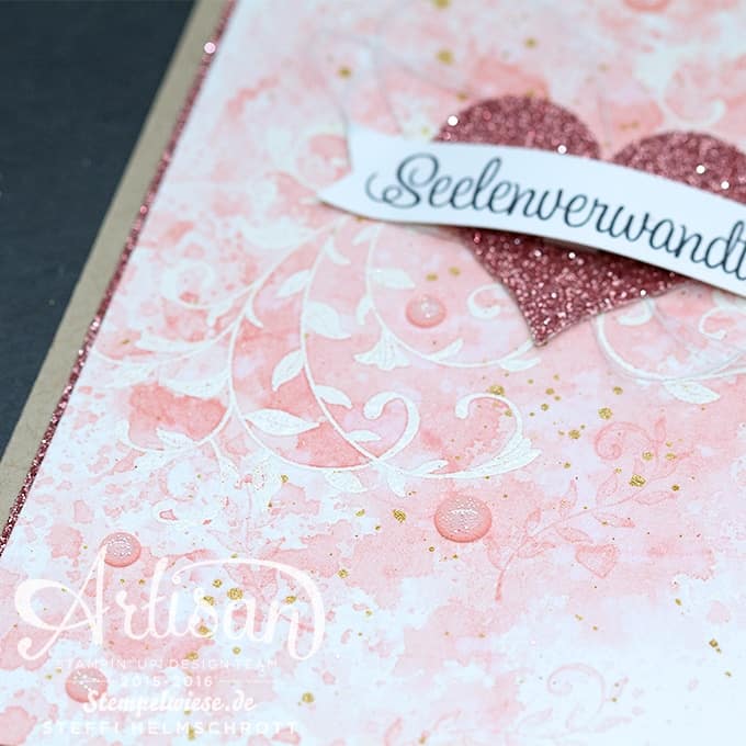 Valentinstagskarte - Stampin’ Up! Artisan Design Team - Kirschblüte - Watercolor - Glitzerpapier ❤︎ Stempelwiese