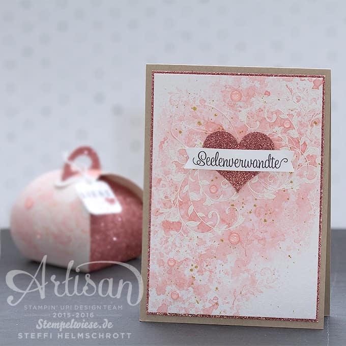 Valentinstagskarte - Stampin’ Up! Artisan Design Team - Kirschblüte - Watercolor - Glitzerpapier ❤︎ Stempelwiese