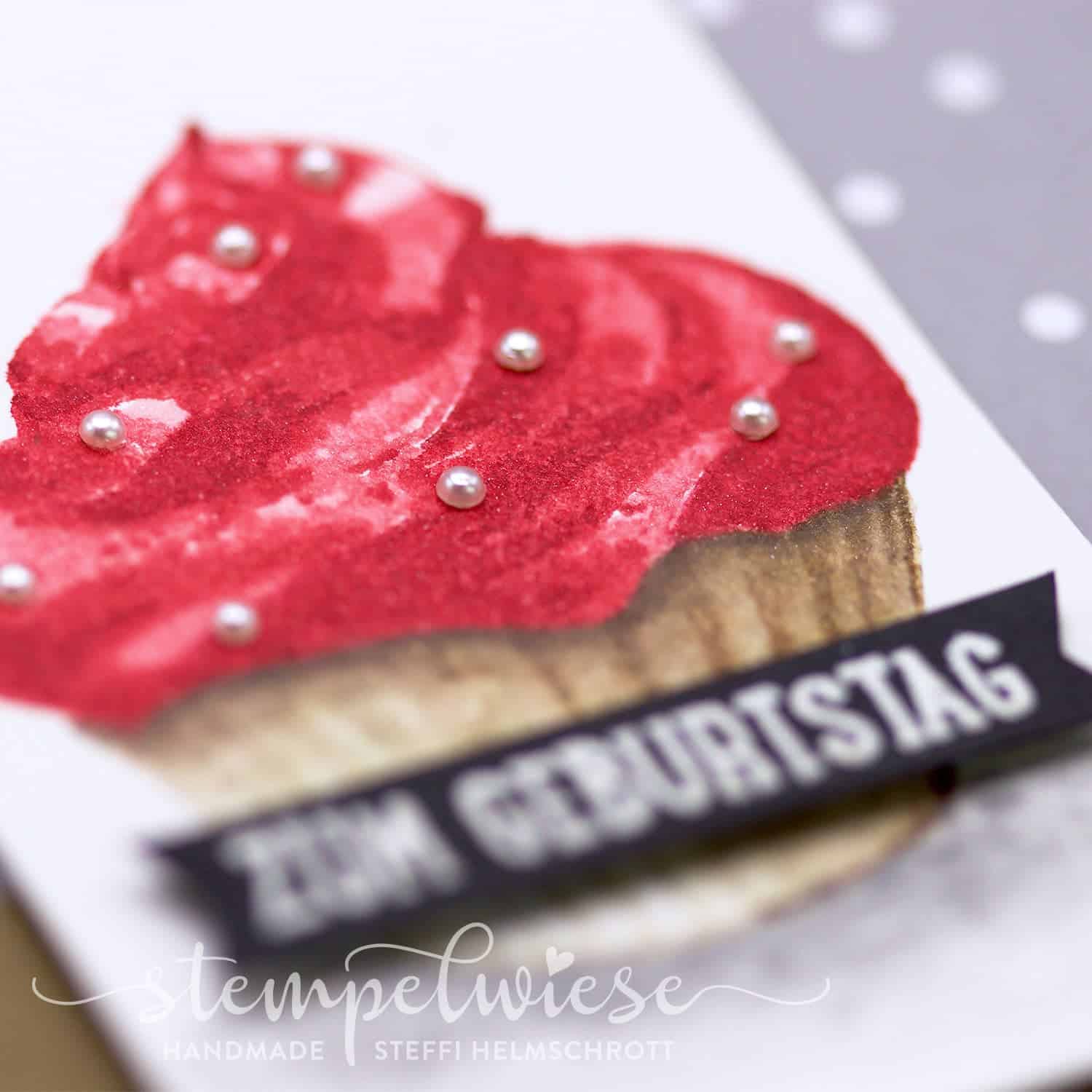 Geburtstagskarte mit Cupcake in Aquarell - Stampin’ Up! - Stempelwiese