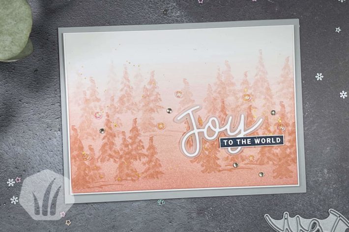 Weihnachtskarte Winterwald Joy To The World