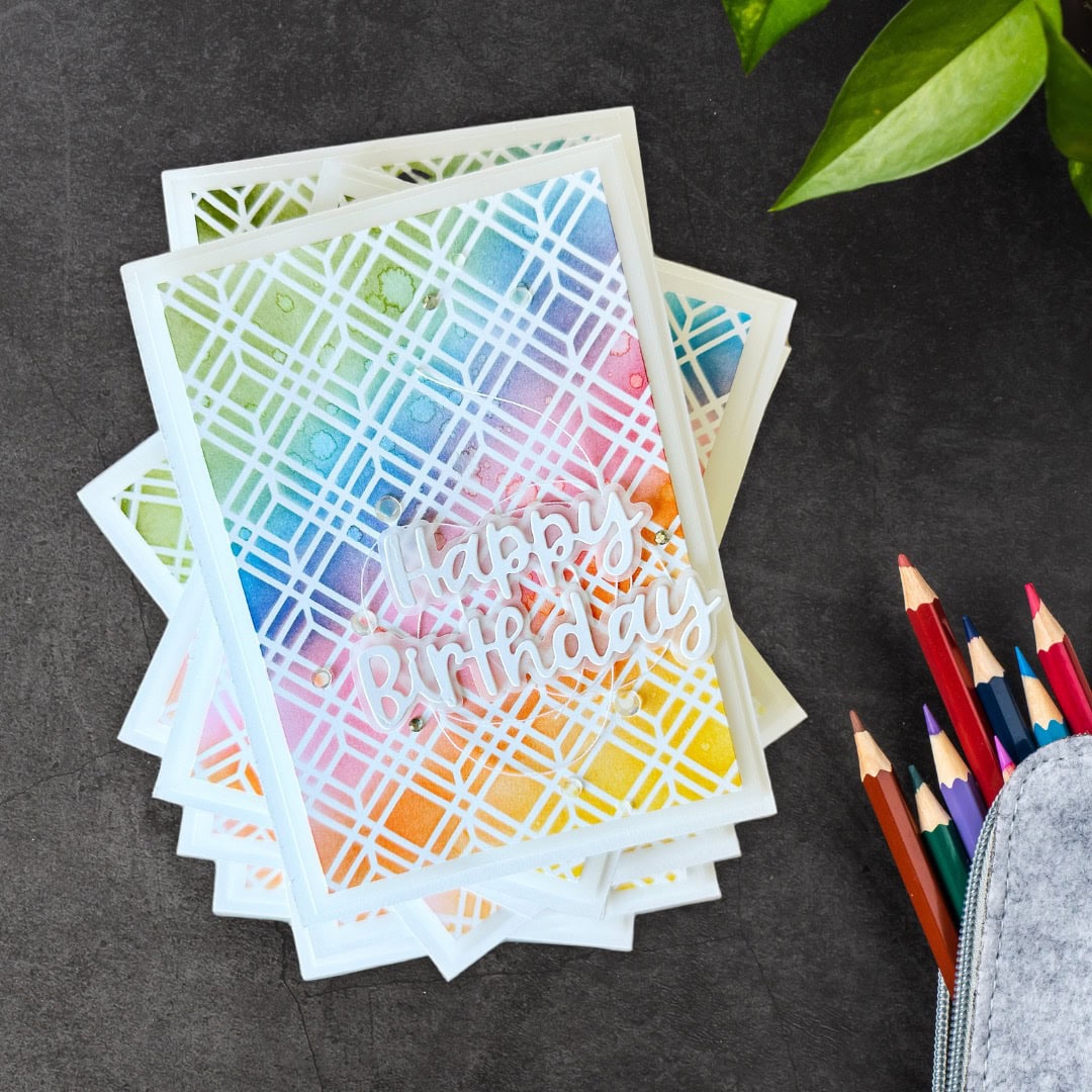 Geburtstagskarte basteln mit Regenbogen Hintergrund