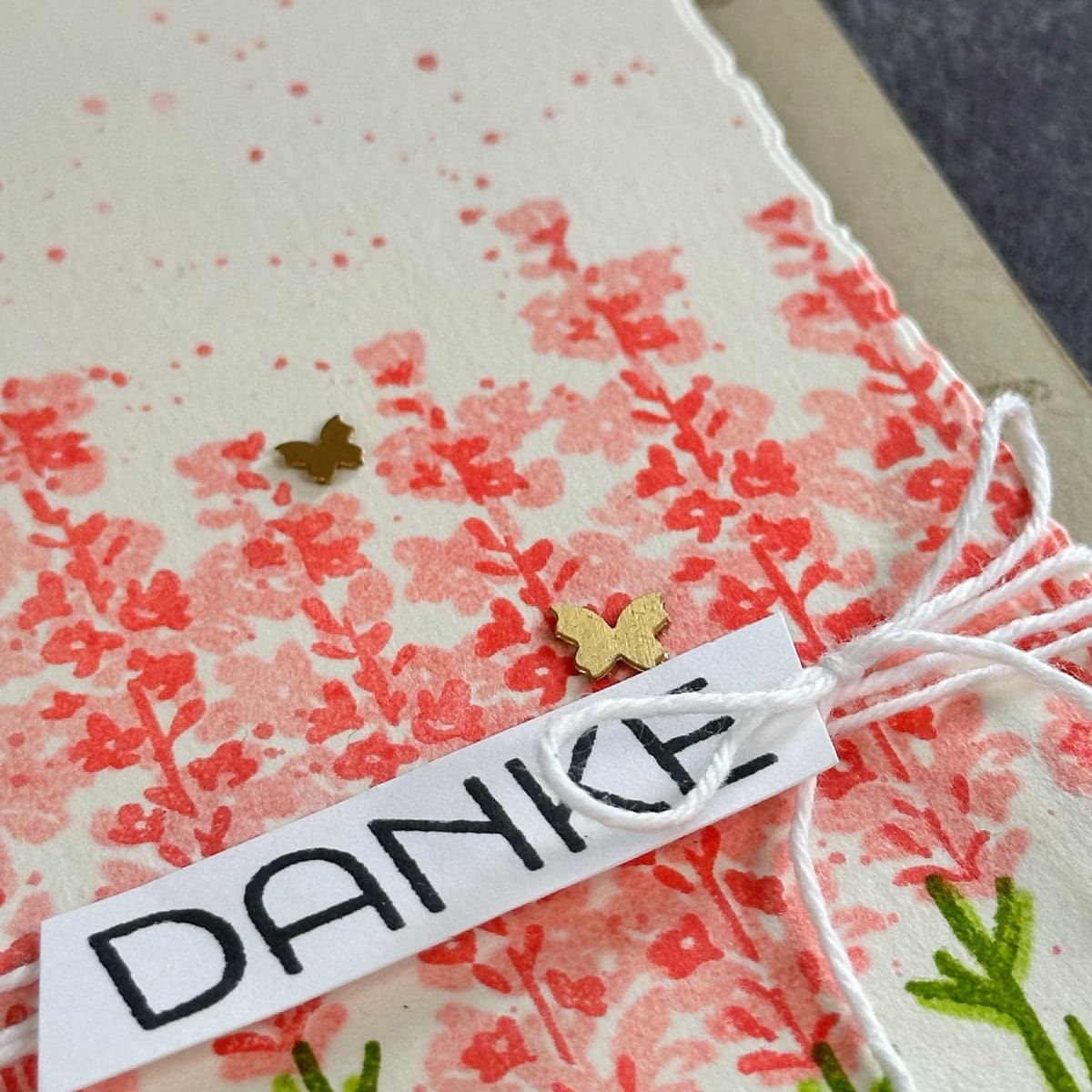 Karte basteln mit Aquarellhintergrund und Painted Lavender: Detail Text